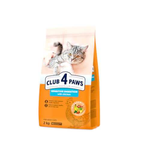 CLUB 4 PAWS Преміум "Чутливе травлення". Повнораціонний сухий корм для дорослих котів