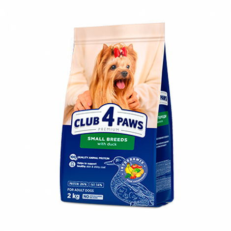 CLUB 4 PAWS ПРЕМІУМ ДЛЯ МАЛИХ ПОРІД «З КАЧКОЮ». ПОВНОРАЦІОННИЙ СУХИЙ КОРМ ДЛЯ ДОРОСЛИХ СОБАК