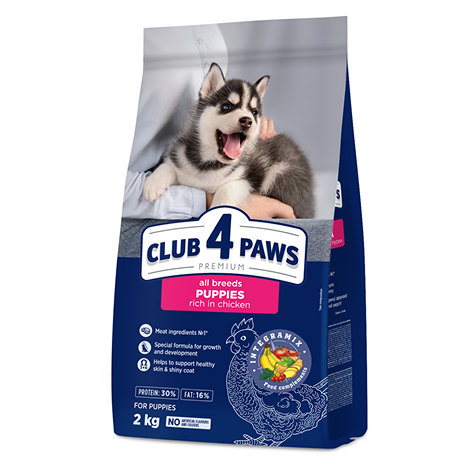 CLUB 4 PAWS Преміум для цуценят всіх порід "З високим вмістом курки". Повнораціонний сухий корм