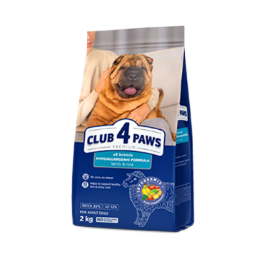 CLUB 4 PAWS Преміум "Ягня та Рис" для дорослих собак усіх порід. Повнораціонний сухий корм