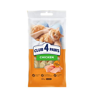 CLUB 4 PAWS Premium creamy treats - chicken. Complementary pet food for cats (4x0,015 kg), 0,06 kg