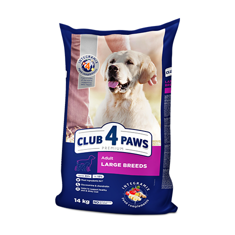 CLUB 4 PAWS Преміум для великих порід. Повнораціонний сухий корм для дорослих собак