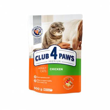 CLUB 4 PAWS Преміум "КУРКА". Повнораціонний сухий корм для дорослих котів