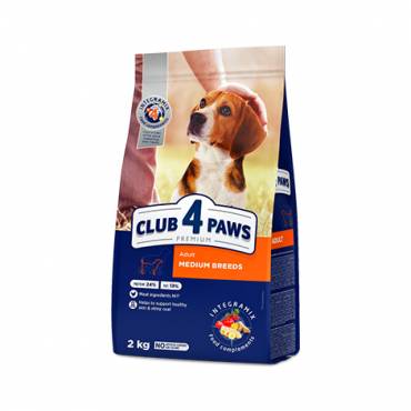 CLUB 4 PAWS Преміум для середніх порід. Повнораціонний сухий корм для дорослих собак