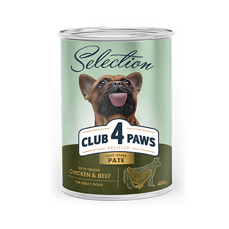 CLUB 4 PAWS Преміум Селекшн Повнораціонний консервований корм для дорослих собак «Паштет з куркою і яловичиною»