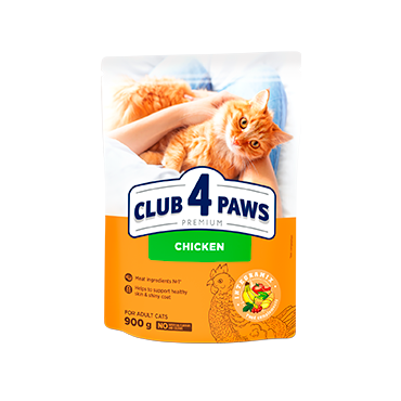 CLUB 4 PAWS Преміум "КУРКА". Повнораціонний сухий корм для дорослих котів